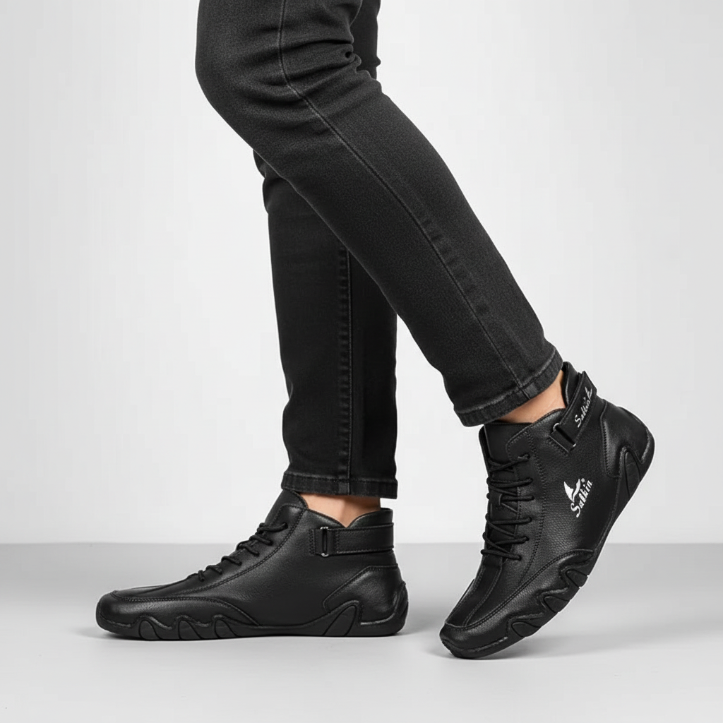 Minimalistyczne męskie buty do biegania, z szeroką przestrzenią na palce, wspierające naturalny ruch.