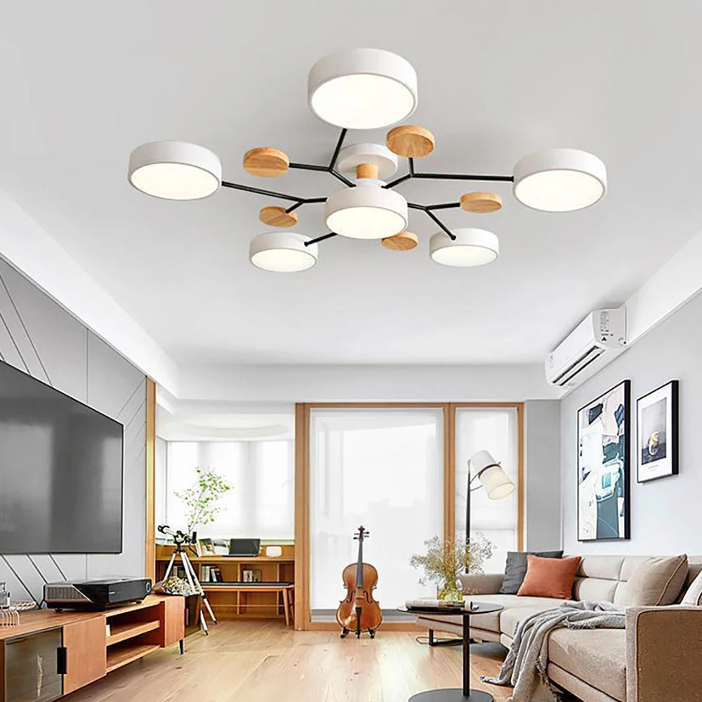 Nowoczesna, minimalistyczna lampa sufitowa LED. Designerska, smukła oprawa świetlna, ręcznie wykonana, do biura lub salonu.