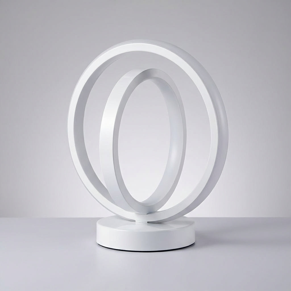 Stylowa lampa stołowa AuraLoop do biura. Okrągłe oświetlenie LED akcentowe, dodające nowoczesności Twojej przestrzeni.