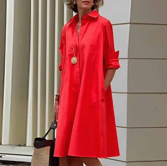 Damska sukienka koszulowa Faustine o luźnym, minimalistycznym kroju. Wygodna i elegancka na co dzień.