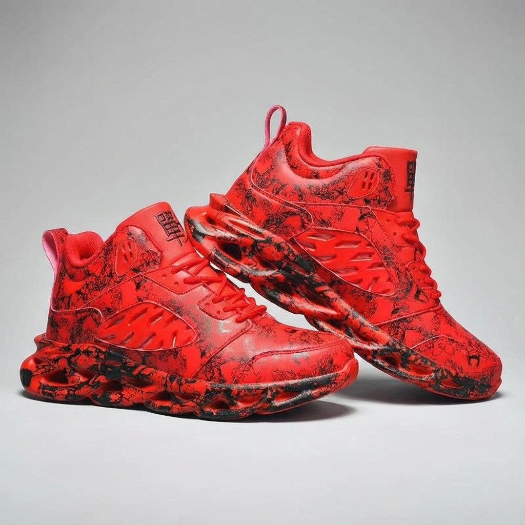 Wysokie sneakersy męskie Franklin: zbliżenie na solidny materiał i stylowe sznurowanie. Idealne na co dzień.