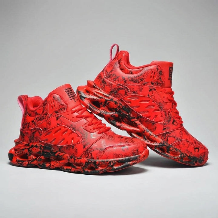 Wysokie sneakersy męskie Franklin: zbliżenie na solidny materiał i stylowe sznurowanie. Idealne na co dzień.