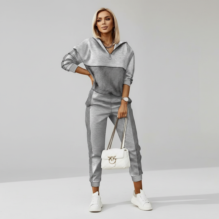 Stylowy dresowy zestaw Rachel, zielony khaki. Damski, komfortowy komplet na jesień, modny wybór.