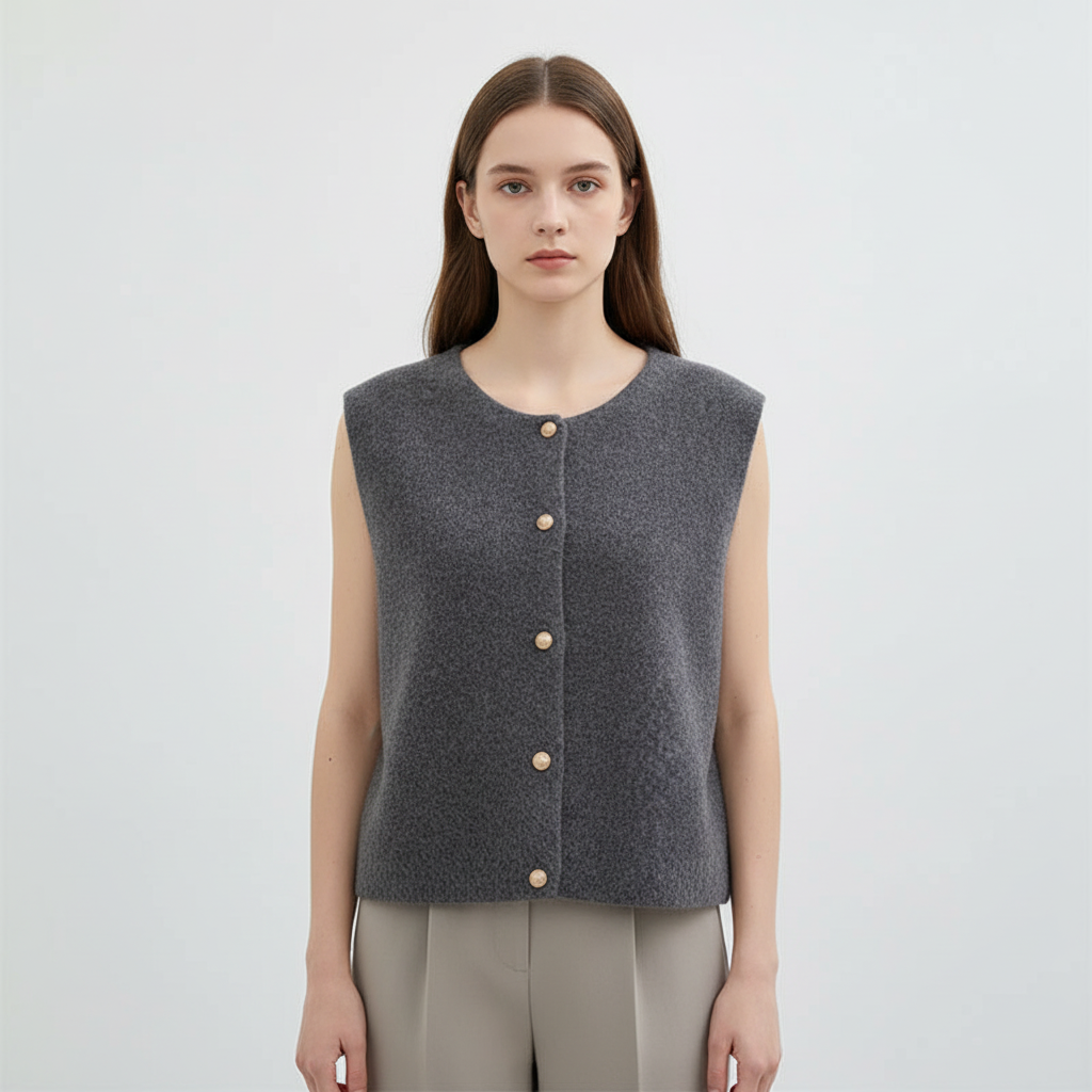 Elegancka kamizelka damska Lena, uniwersalna i modna, z guzikami, idealna do warstwowych stylizacji.