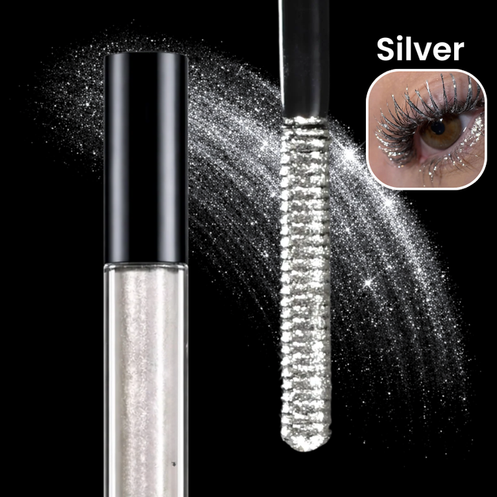 Kreatywny makijaż rzęs. GlimmerCoat, multichromowy, wodoodporny topper z metalicznym połyskiem.