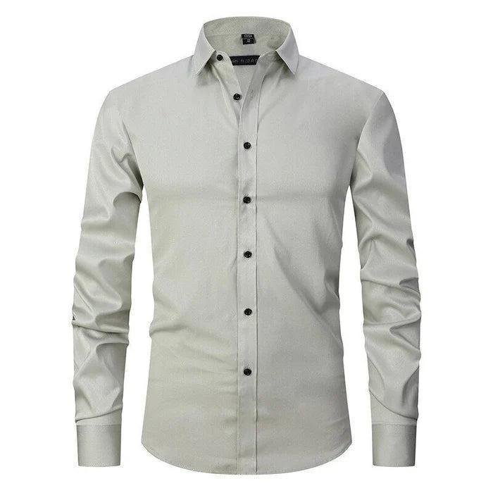 Męska koszula slim fit z długim rękawem. Elastyczna, komfortowa, bez prasowania. Modna i elegancka na każdą okazję.