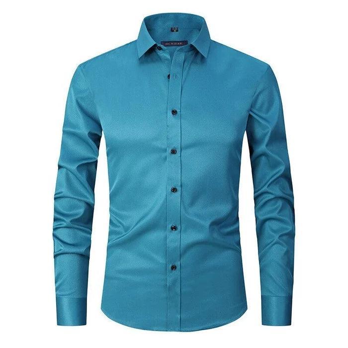 Wszechstronna męska koszula slim fit, elastyczna. Idealna do biura, na spotkania czy na co dzień. Długi rękaw.