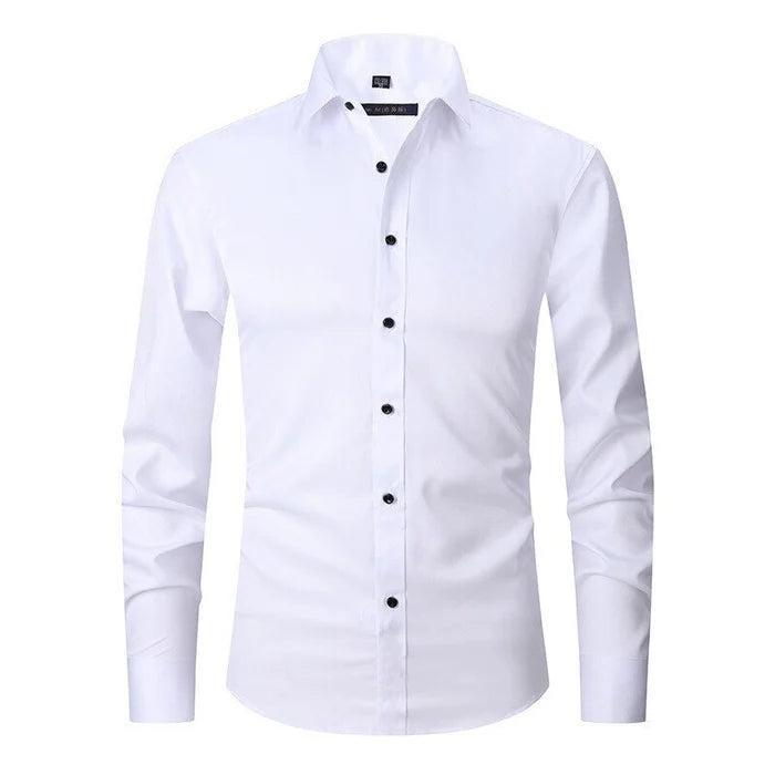 Męska koszula slim fit, elastyczna, na co dzień i do biura. Długi rękaw zapewnia komfort i modny wygląd.