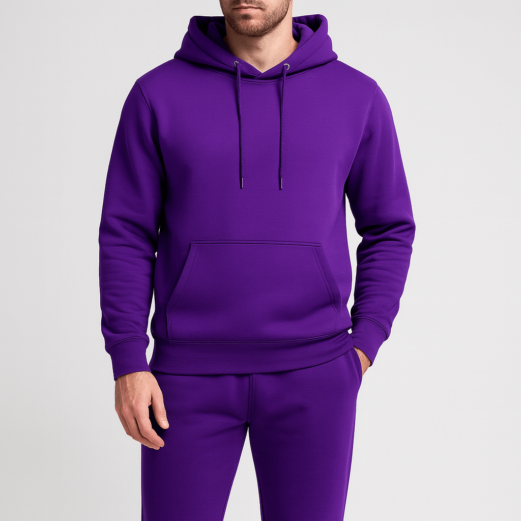 Bluza od elastycznego dresu męskiego, szara, z kapturem. Komfort, streetwear i moda sportowa.