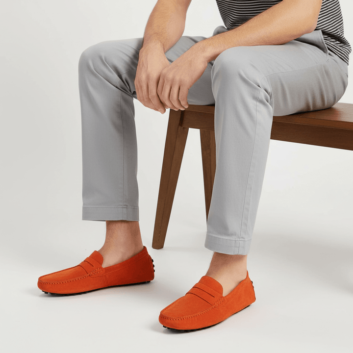 Eleganckie męskie mokasyny, włoskie. Płaskie buty z miękką wkładką, idealne na ciepłe dni.