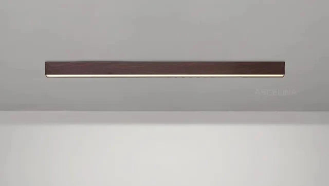 Lampa sufitowa LED z funkcją ściemniania, nowoczesny plafon z drewna i aluminium do salonu.