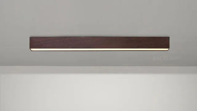 Elegancka lampa sufitowa LED z drewna i aluminium, minimalistyczne oświetlenie sufitowe do salonu.
