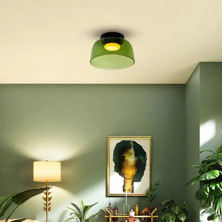 Szklana lampa sufitowa LED, oświetlenie do domu, design średniowieczny i skandynawski.