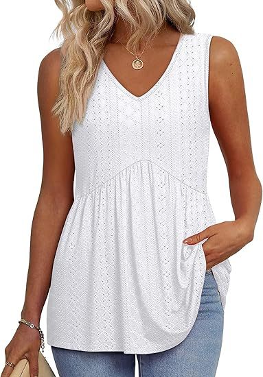 Elegancka bluzka damska z dekoltem V, bez rękawów. Casualowy basic top na ciepłe dni.