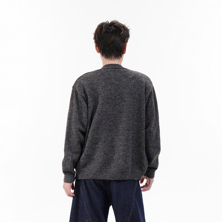 Kardigan męski dzianinowy oversize z guzikami, uniwersalny sweter na jesień/wiosnę, casualowy look.