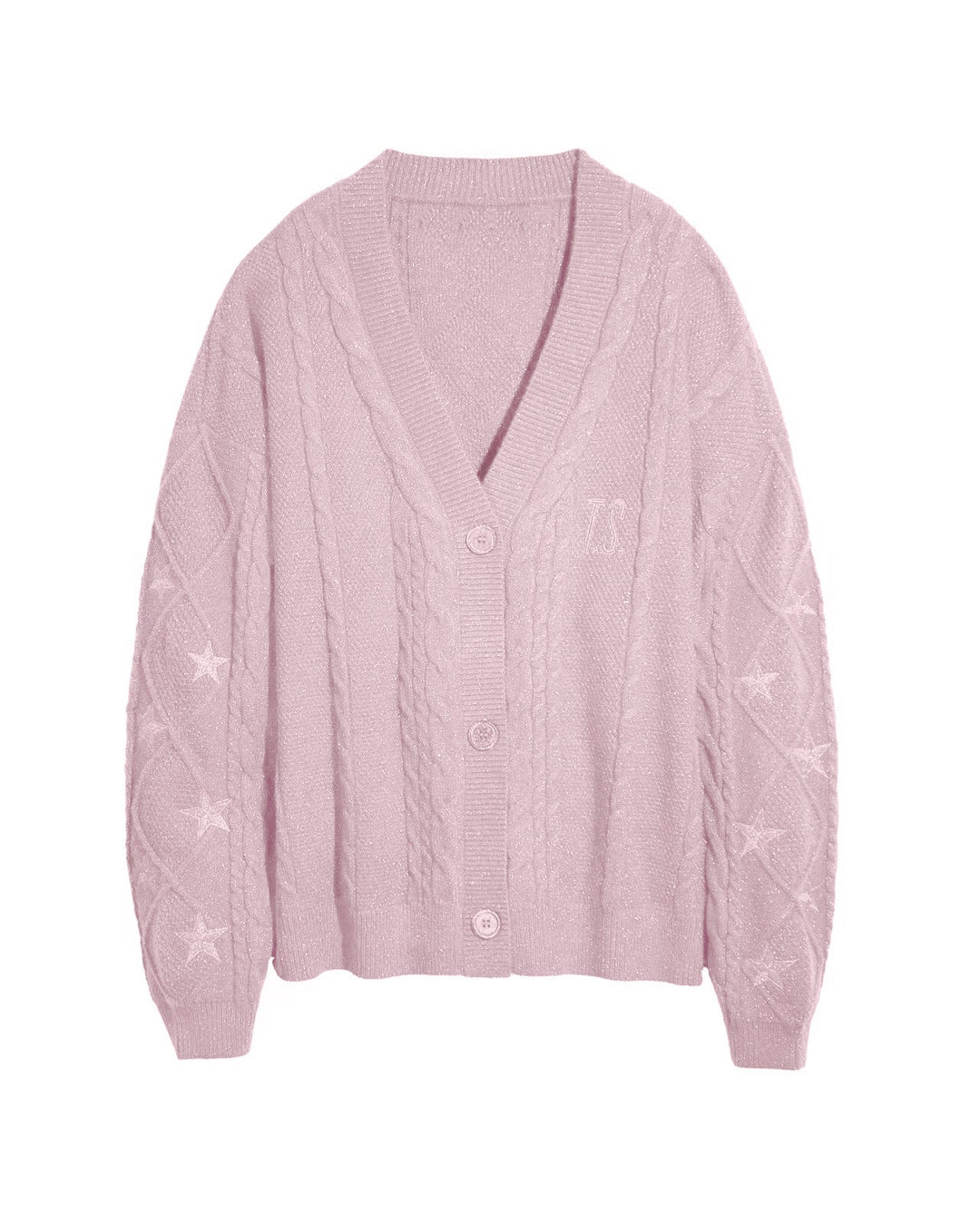 Oversize'owy sweter damski z haftowanymi gwiazdami, stylowy splot, must-have na jesień.