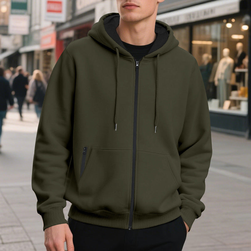 Praktyczna bluza męska z kapturem na zamek, oversize, z pojemną kieszenią. Komfortowy casual.