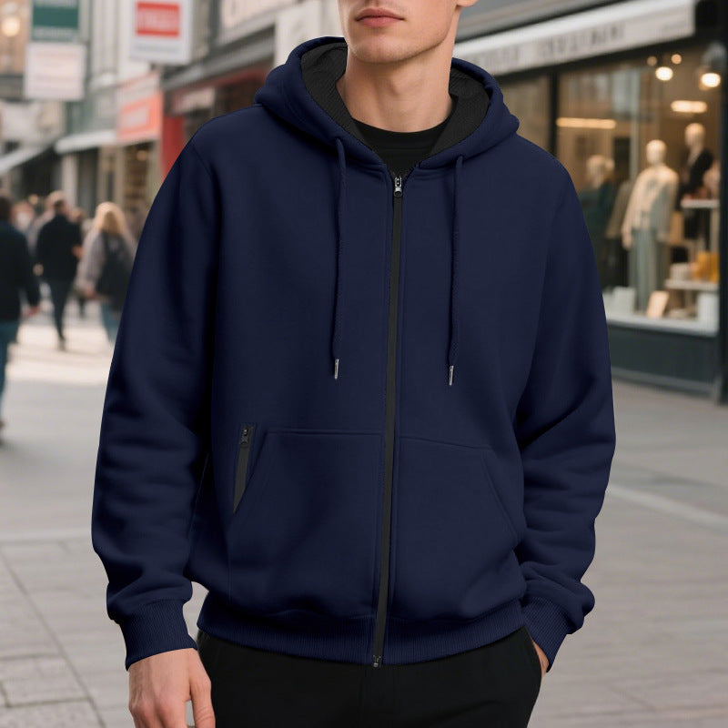 Komfortowa męska bluza oversize z kapturem i zamkiem, luźny krój na co dzień. Odzież męska casual.