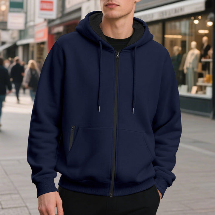 Komfortowa męska bluza oversize z kapturem i zamkiem, luźny krój na co dzień. Odzież męska casual.