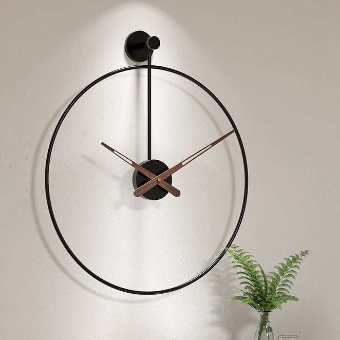 Nowoczesny minimalistyczny zegar ścienny 50 cm, czarny, idealny do salonu. Cichy akcent home decor.
