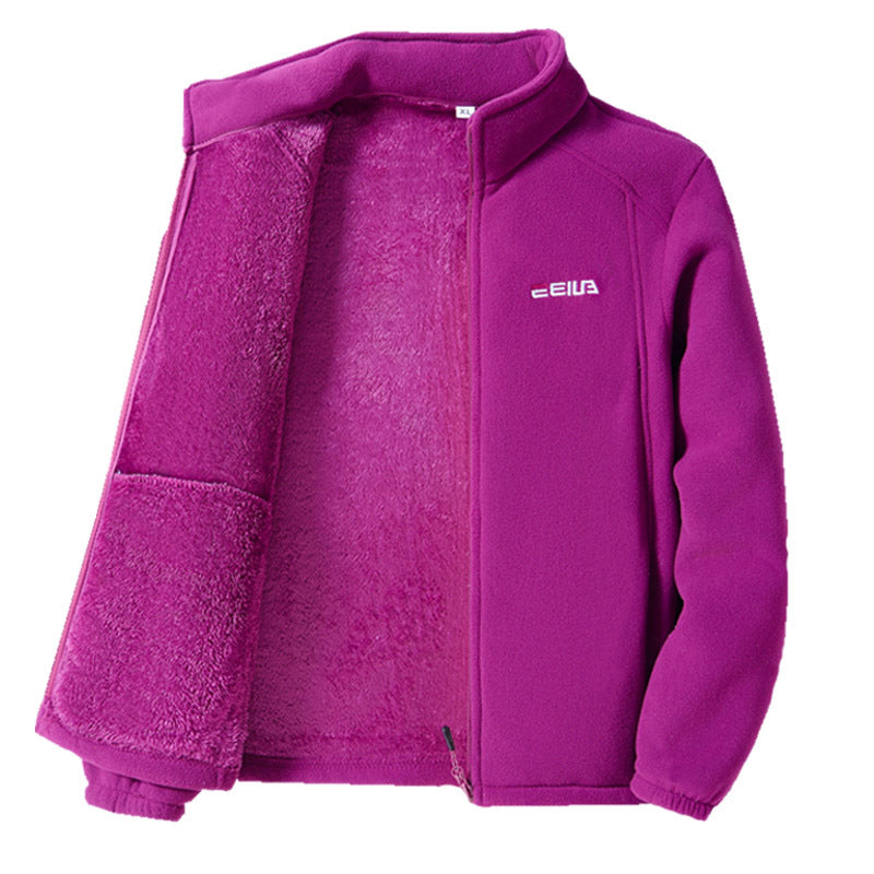 Casualowa kurtka damska fleece, lekka i luźna, doskonała na spacer lub aktywność sportową.
