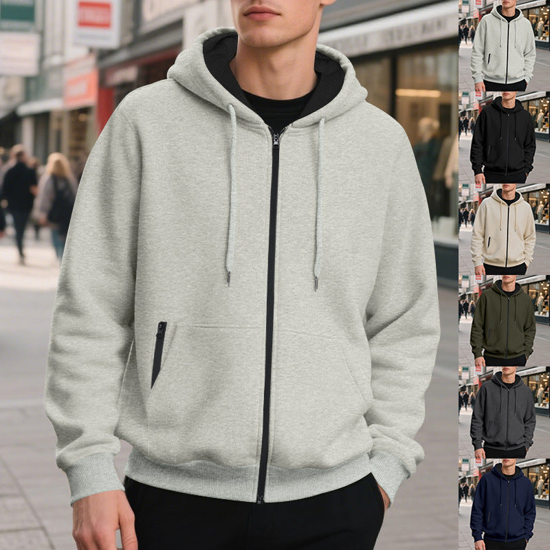 Męska bluza oversize z kapturem na zamek, idealna do codziennych, komfortowych stylizacji miejskich.
