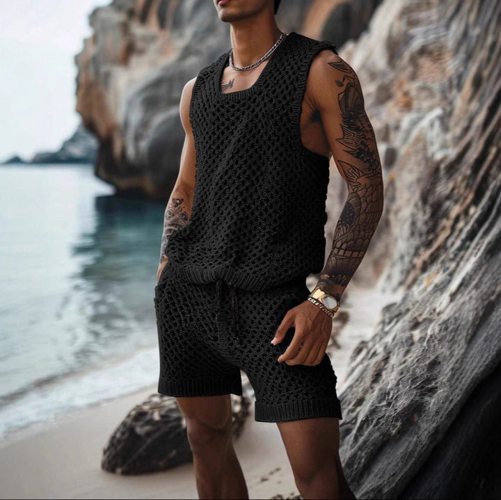 Stylowy komplet damski szydełkowy boho, na plażę, idealny na letnie wieczory.