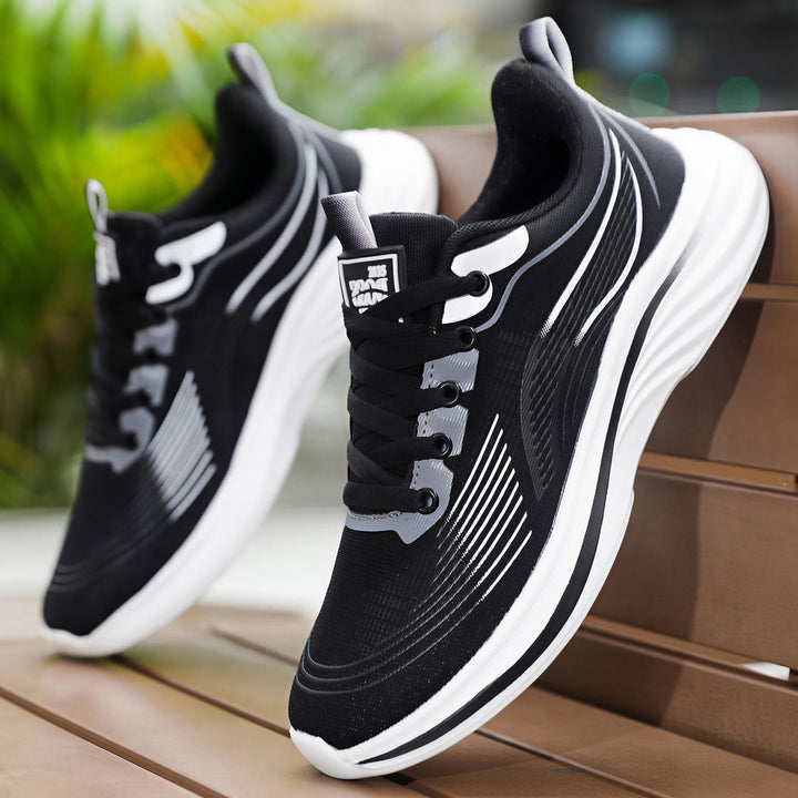 Uniseksowe buty sportowe do biegania, widok z przodu. Komfortowe, lekkie sneakersy na co dzień i do aktywności.