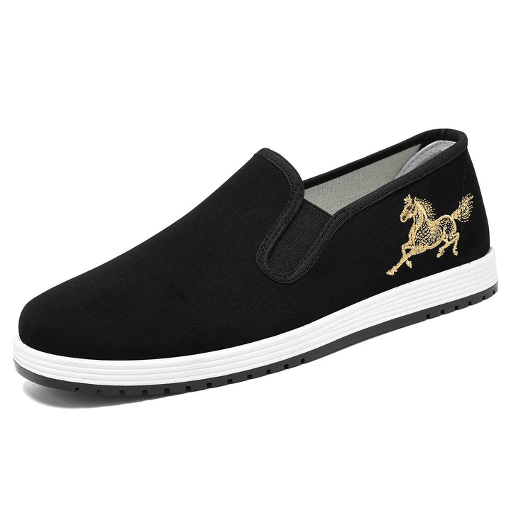 Sneakersy damskie typu slip-on z haftem konia. Lekkie, wygodne i przewiewne buty na miejskie lato.