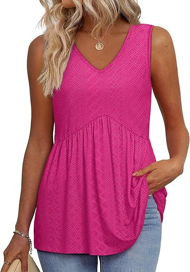 Basic top damski z dekoltem V. Klasyczna bluzka bez rękawów, elegancki dodatek do garderoby.