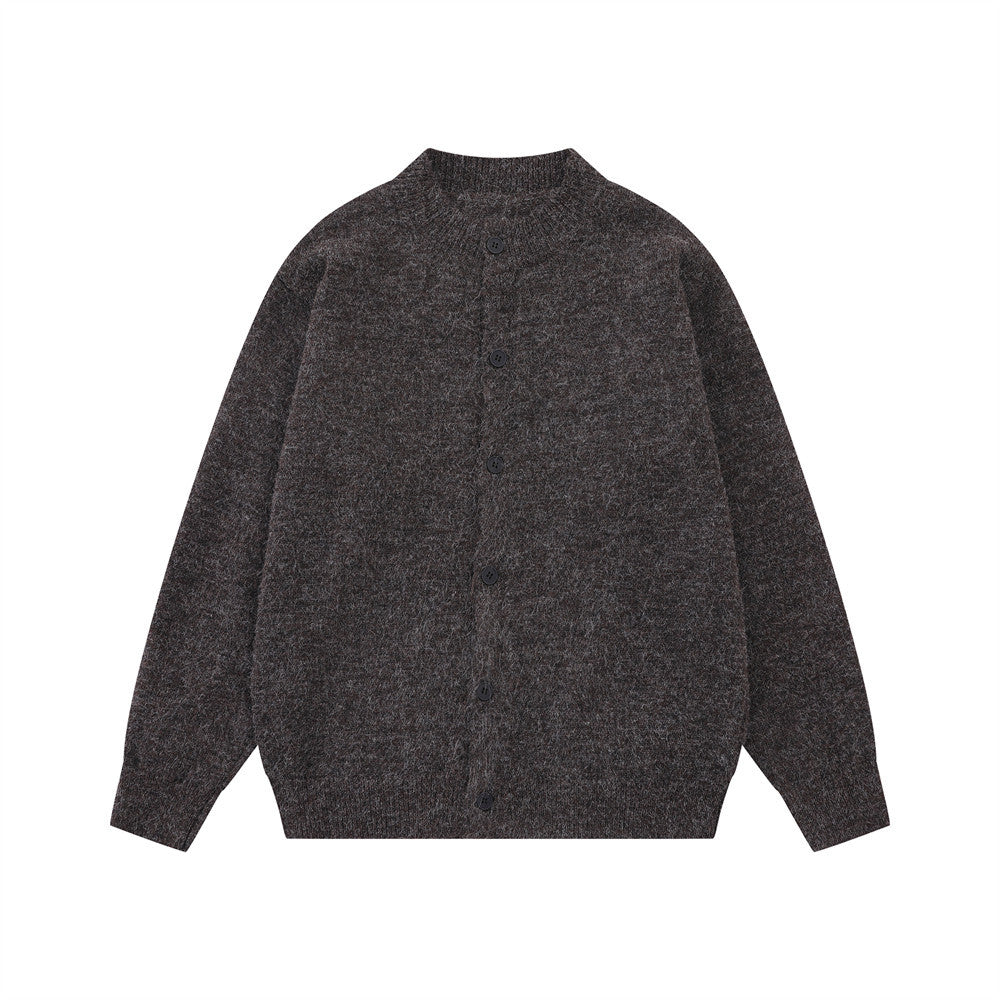 Jesienny męski kardigan oversize z guzikami, dzianinowy sweter o luźnym kroju, idealny do casualowych outfitów.