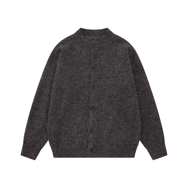 Jesienny męski kardigan oversize z guzikami, dzianinowy sweter o luźnym kroju, idealny do casualowych outfitów.