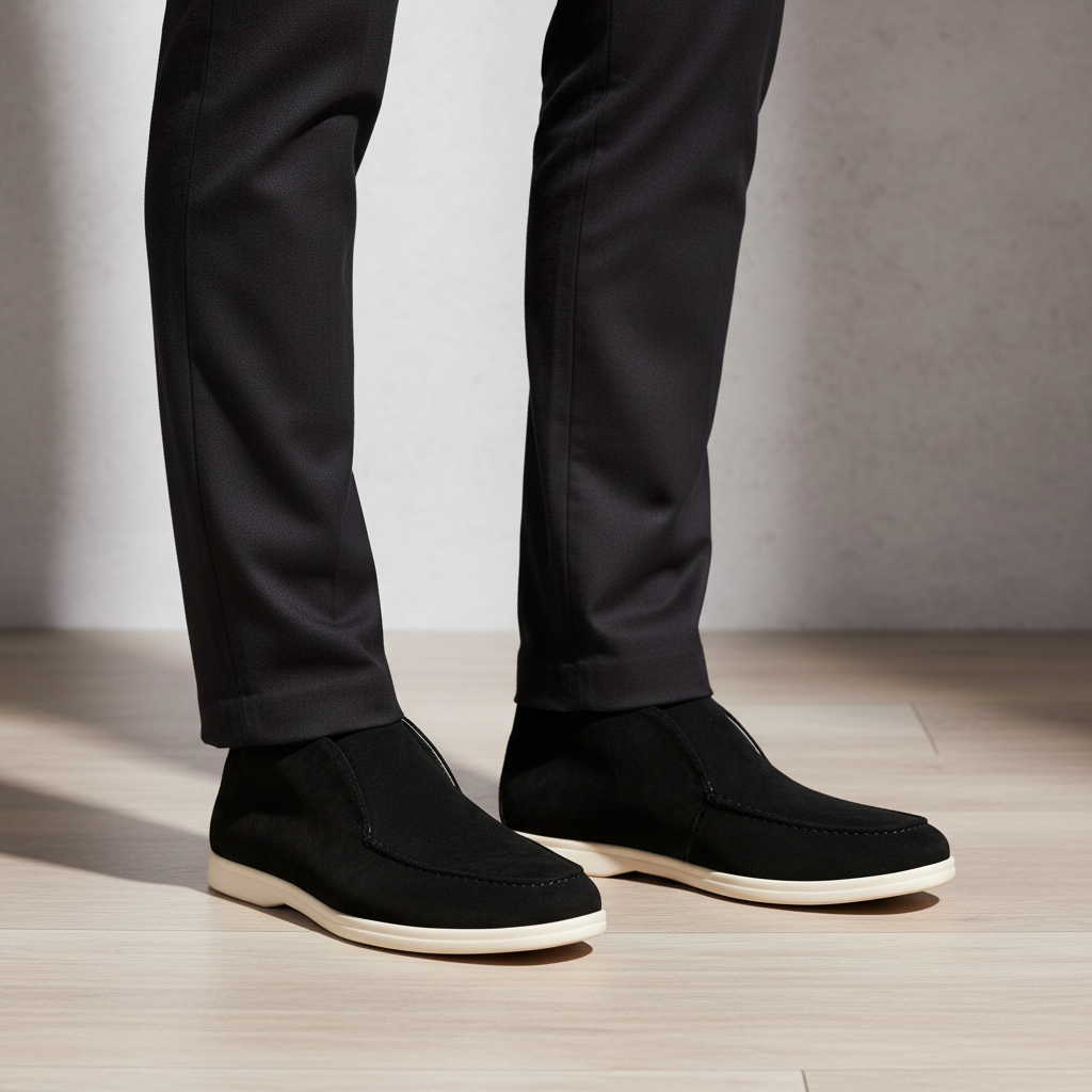Męskie eleganckie półbuty Caleb z zamszu cielęcego. Komfortowe obuwie męskie do klasycznych stylizacji.