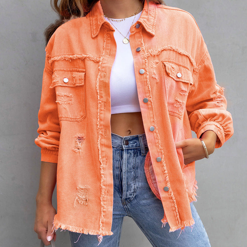 Damska kurtka jeansowa oversize w modnych kolorach, styl trucker. Stylowa i uniwersalna.