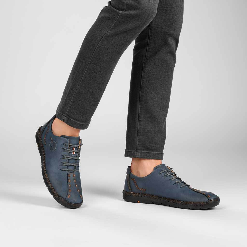 Stylowe męskie sneakersy Raymond, casualowe buty ortopedyczne ze skóry, zapewniające lekkie obuwie.