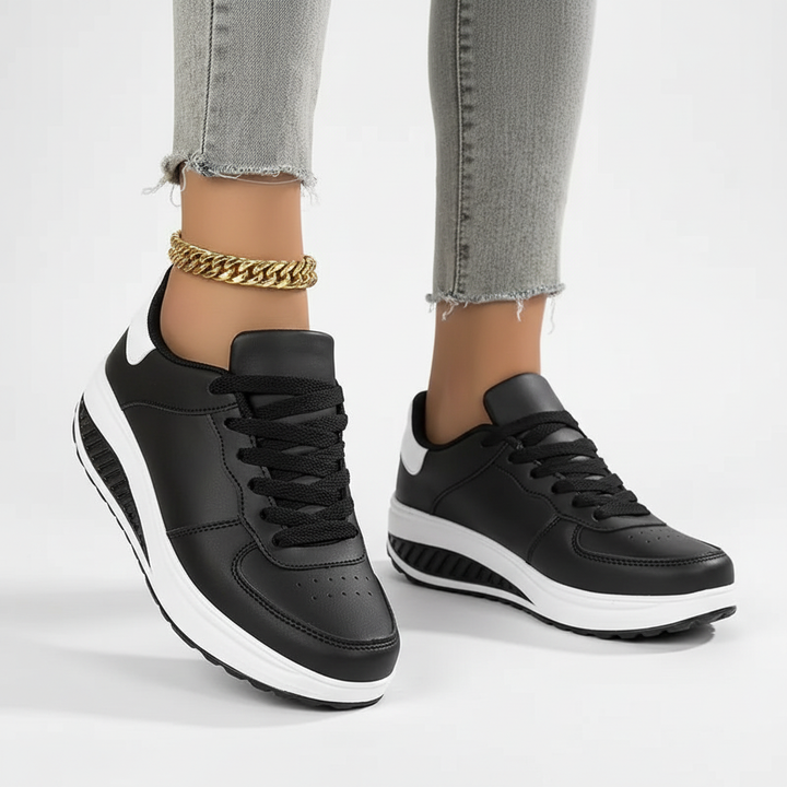 Stylowe ortopedyczne sneakersy damskie z amortyzacją i wsparciem łuku stopy, do codziennego komfortu.