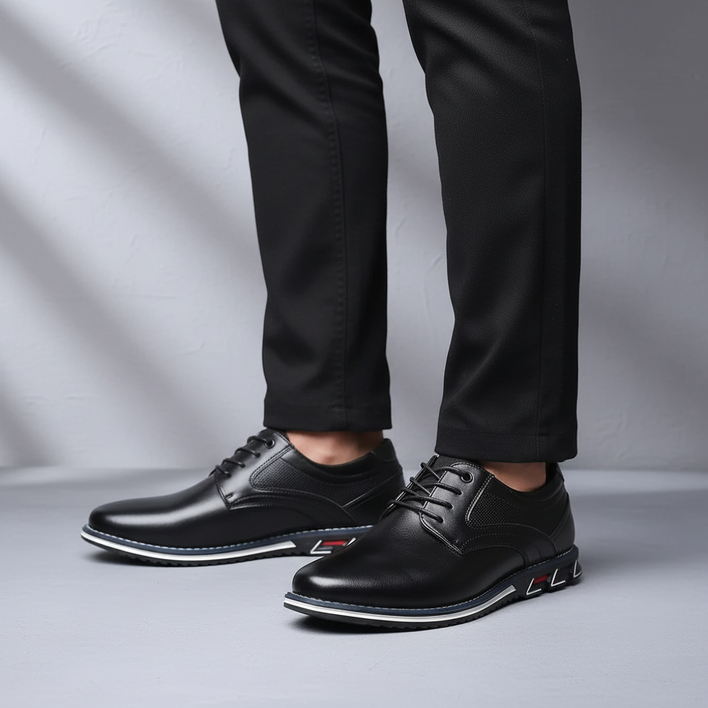 Męskie eleganckie buty ortopedyczne Connor ze skóry, zapewniające komfort i stabilność. Idealne na co dzień.