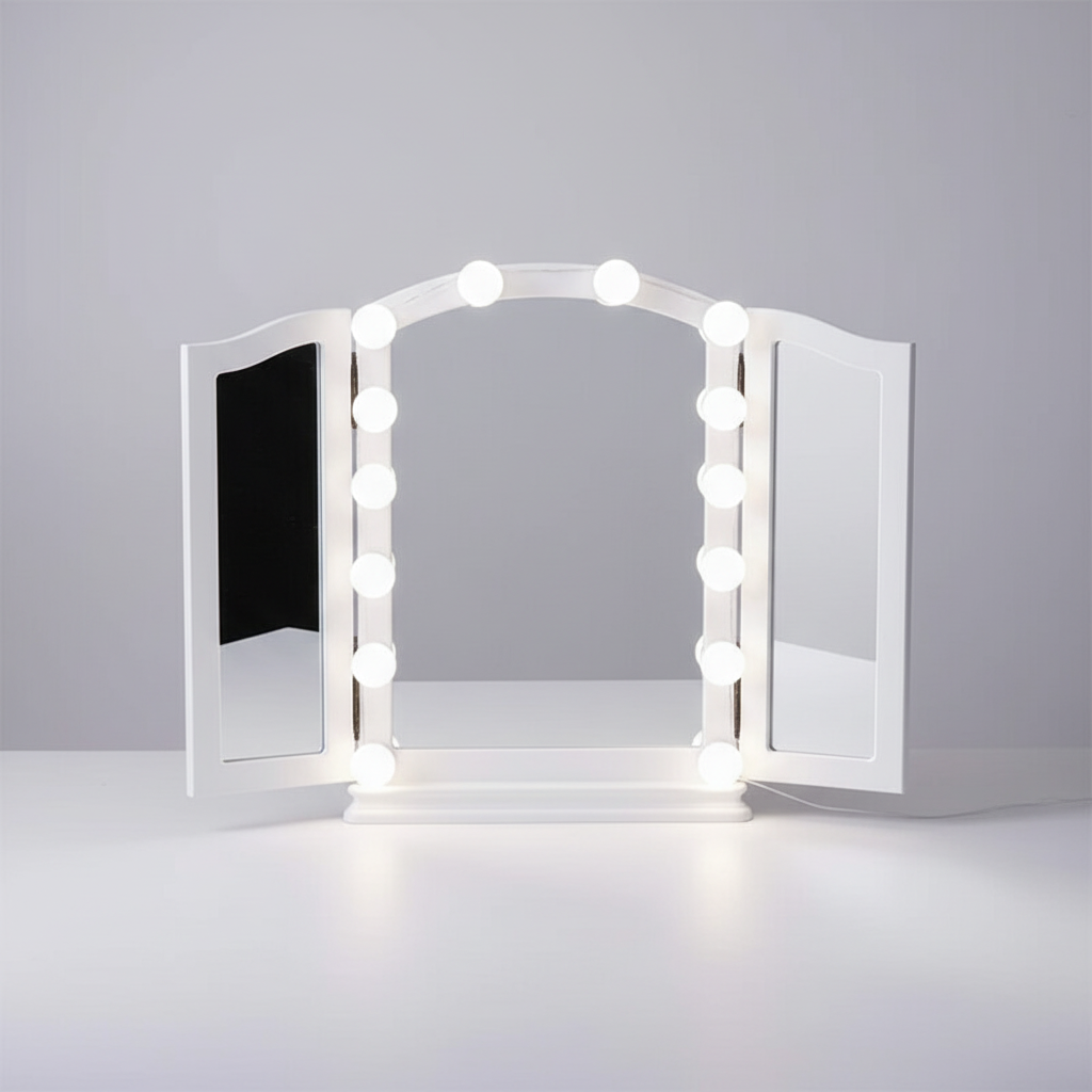 Eleganckie oświetlenie LED lustra w obudowie PVC, doskonałe do łazienki i makijażu.