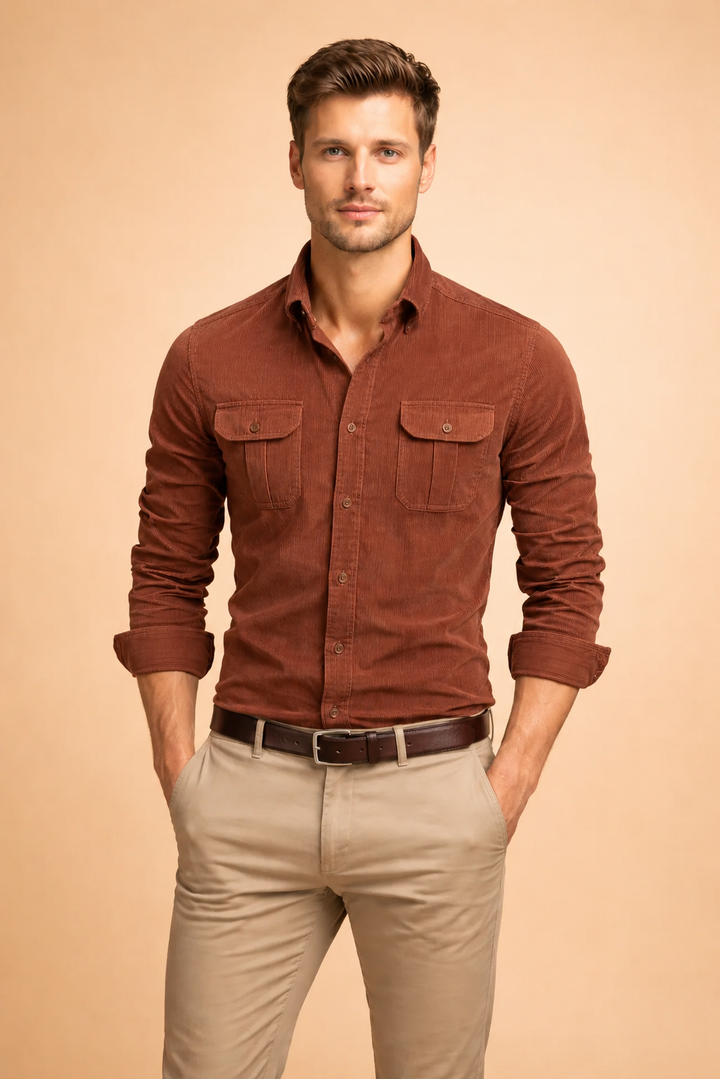 Męskie polo strukturalne z guzikami i eleganckimi kieszeniami. Idealny top casual na lato, wygodny i stylowy.