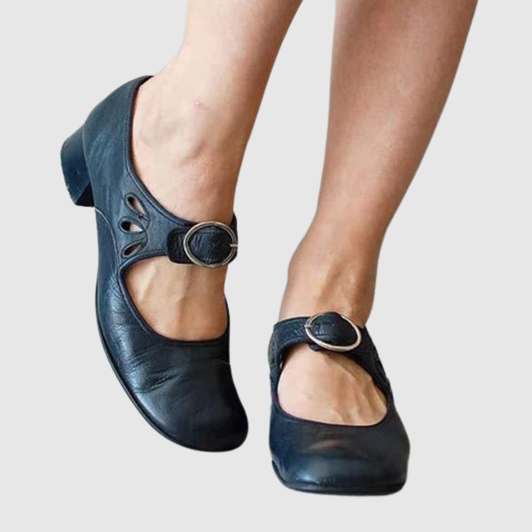 Eleganckie buty damskie Mary Jane, czarne, z wygodnym paskiem, stylowe i klasyczne.