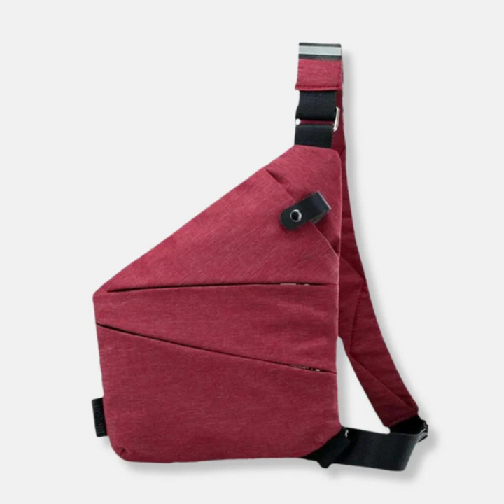 Czarna minimalistyczna torba antykradzieżowa unisex na ramię, elegancka i bezpieczna do podróży.