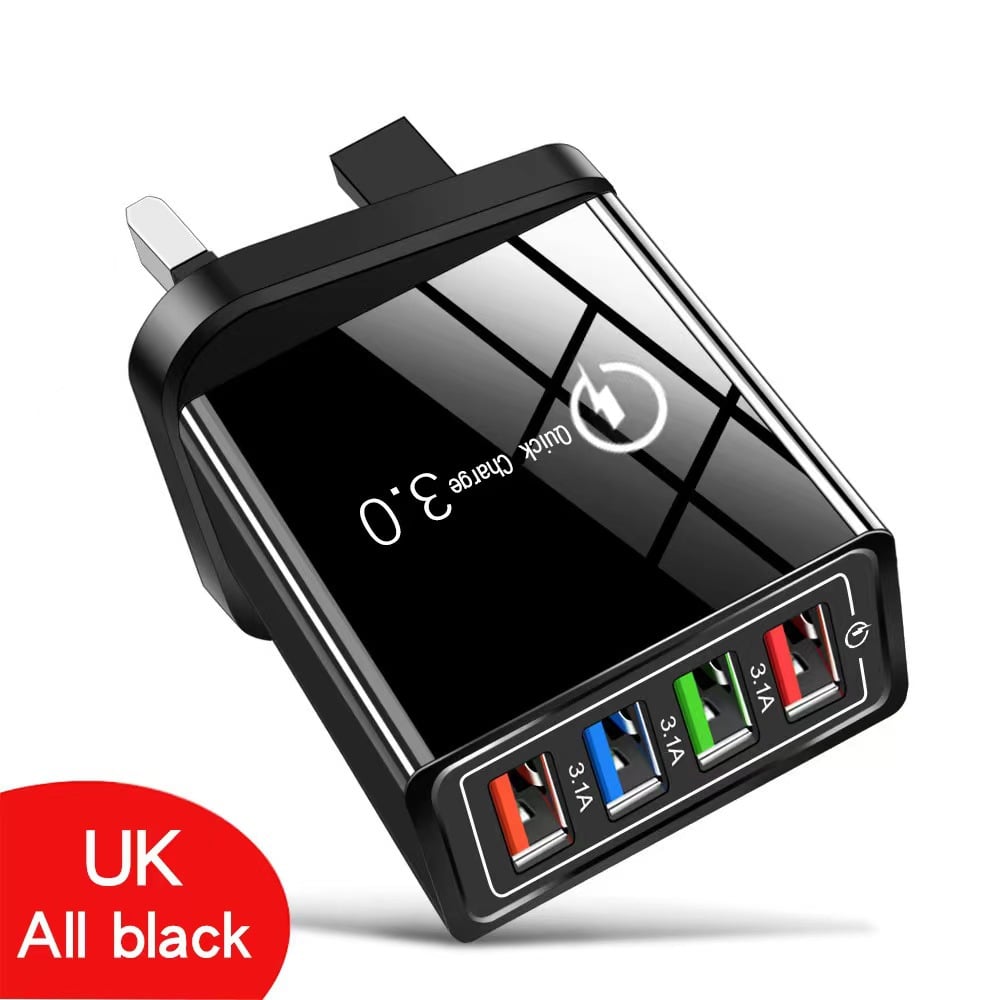 Zasilacz USB z 4 portami do ładowania. Szybkie ładowanie 3,1 A kompatybilne z QC3.0.
