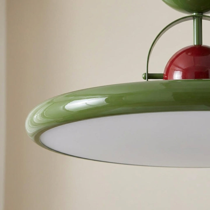 Elegancka okrągła lampa natynkowa Solunair, nowoczesne oświetlenie do jadalni.