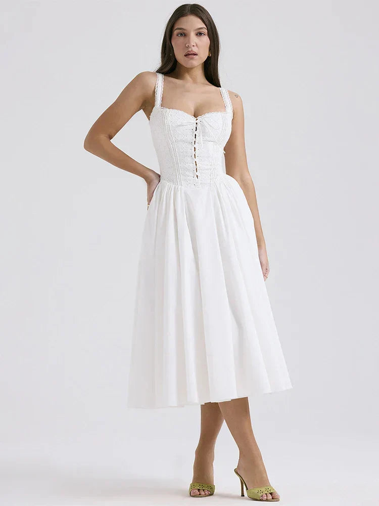 Modna damska sukienka letnia maxi, łącząca swobodny krój z eleganckim stylem na każdą okazję.