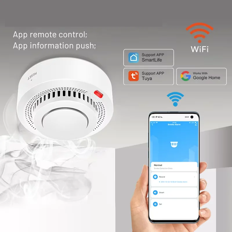 Inteligentny detektor dymu i ciepła WiFi 85dB. Podwójna ochrona ppoż. dla Twojego bezpieczeństwa.