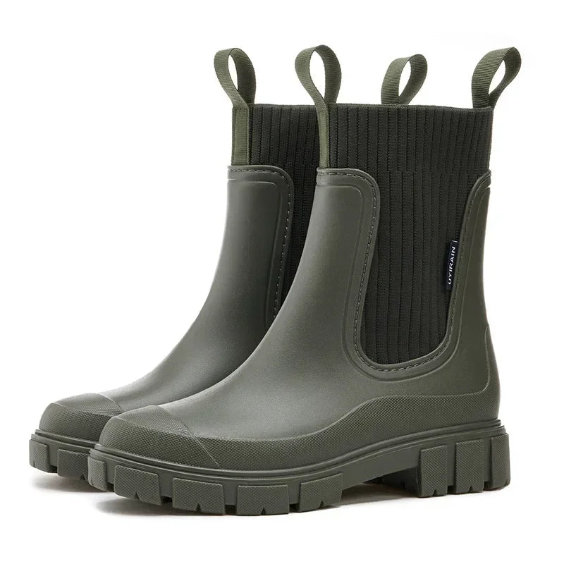 Modne damskie kalosze Zofia. Elastyczne, wodoodporne buty na deszcz. Idealne na jesień i zimę.