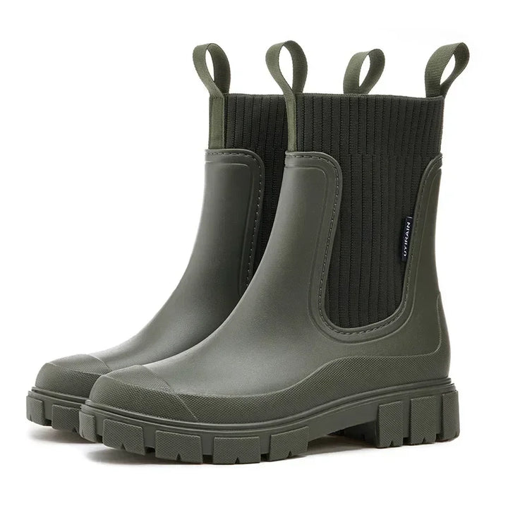 Modne damskie kalosze Zofia. Elastyczne, wodoodporne buty na deszcz. Idealne na jesień i zimę.