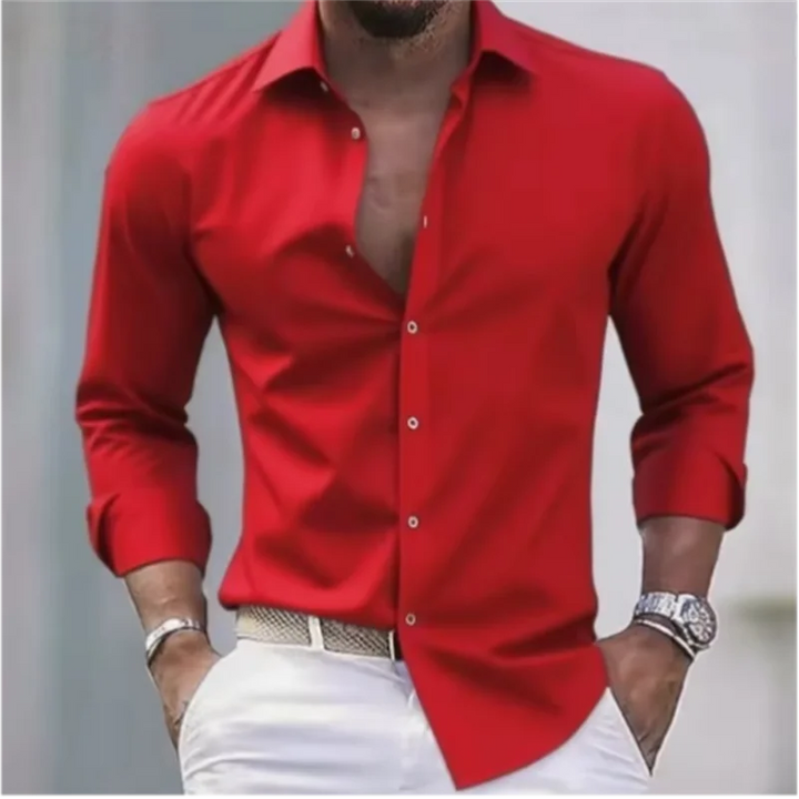Elegancka męska koszula biznesowa z długim rękawem, fason slim fit. Idealna do garnituru lub marynarki.
