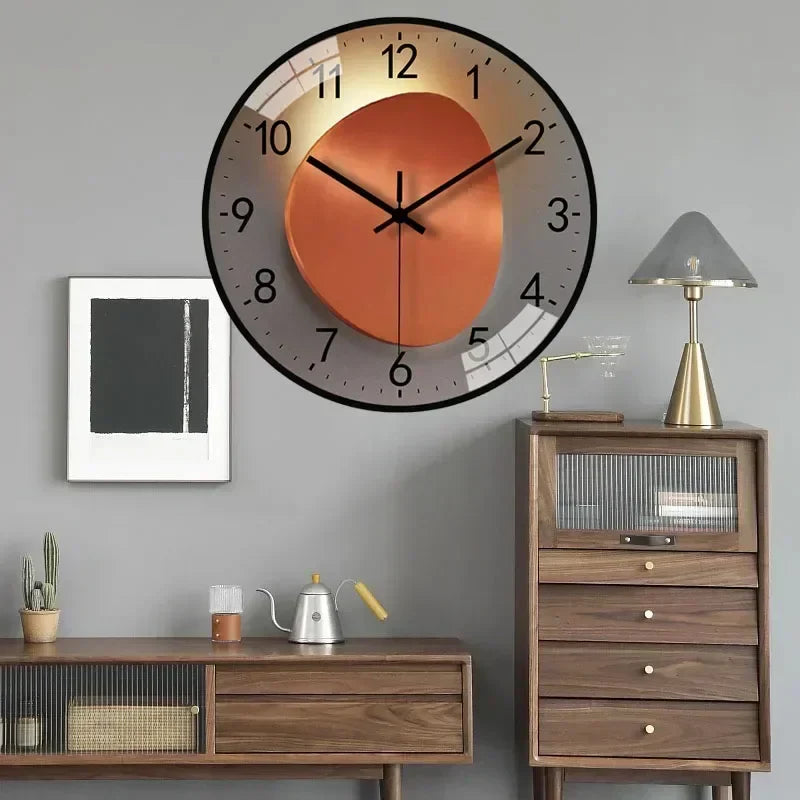 Cichy zegar ścienny, elegancka dekoracja do sypialni i salonu, minimalistyczny design.