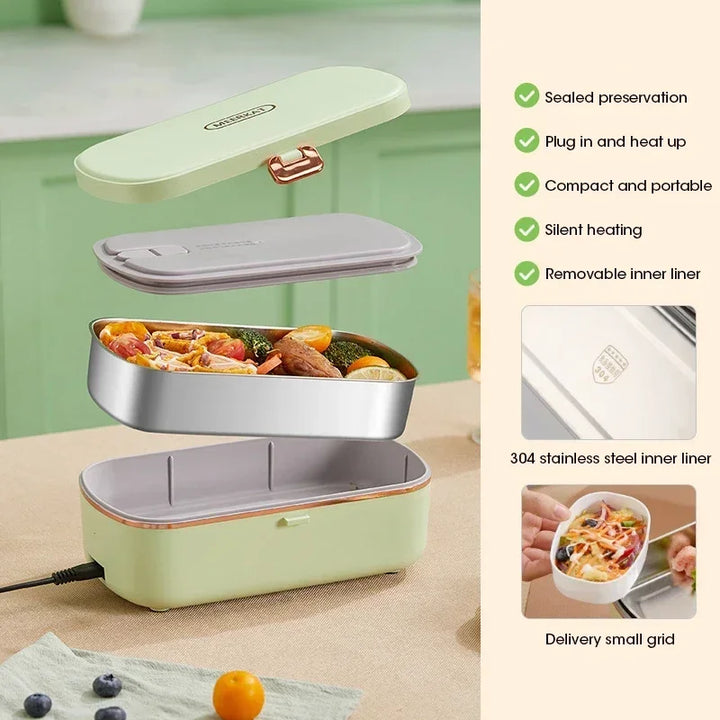 Przenośny podgrzewacz jedzenia 900ml, elektryczny lunch box z parą. Ciepły posiłek zawsze pod ręką.